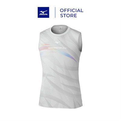 Áo Ba Lỗ Chạy Bộ Unisex Mizuno Osaka Marathon Expo Sleeveless Tee Xám - J2MADY5708