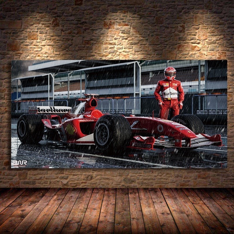 Siêu Ferraris F2004 Xe F1 Đua Xe Thể Thao Nghệ Thuật Treo Tường Poster Và In Tranh Vải Dầu Cho Gia Đ