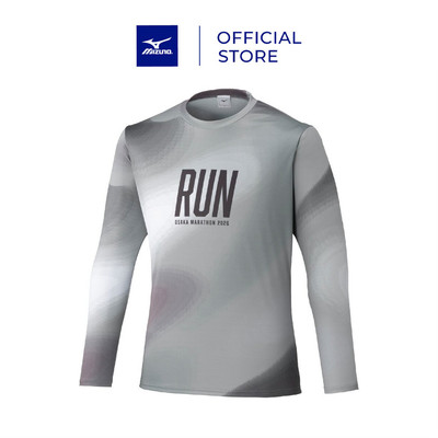 Áo Thun Dài Tay Chạy Bộ Unisex Mizuno Osaka Marathon Expo Long Sleeve Tee Xám - J2MADY5806