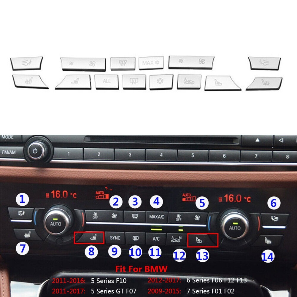 ⭐ROY-427⭐ 14 x Center Air AC Nút Điều Khiển Viền Cho Xe BMW 5 6 7 Cho F10 F07 F01 F02 F06