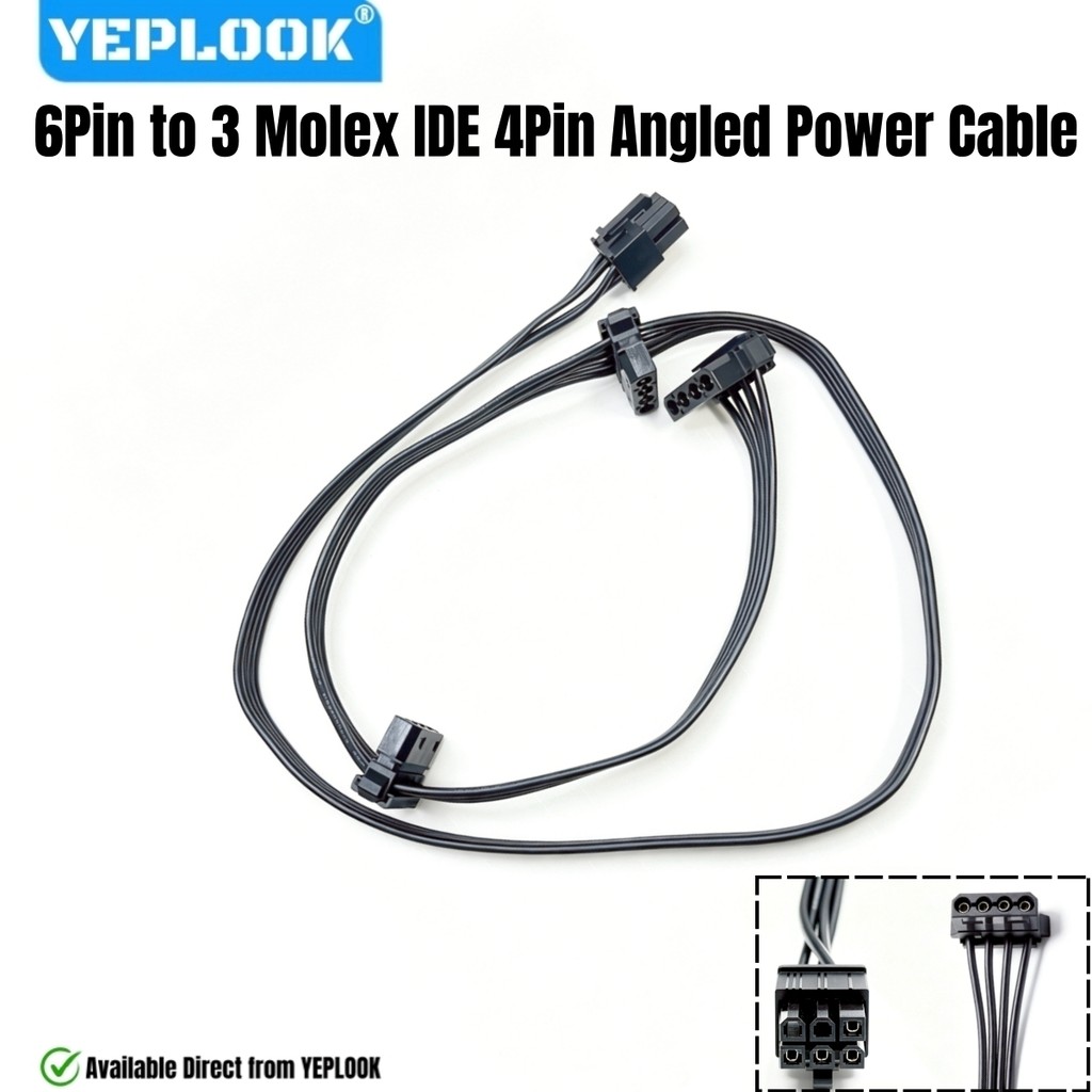 Dành cho Corsair RM-x PSU, Cáp nguồn PATA IDE góc phải 3 Molex 4Pin cho Corsair RM1000x, RM850x, RM7