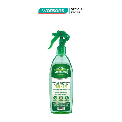 Xịt Rửa Tay Khô Green Cross Làm Sạch Tay Kháng Khuẩn Khử Mùi Hương Trà Xanh 300ml
