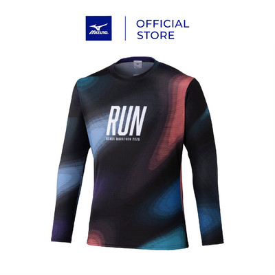 Áo Thun Dài Tay Chạy Bộ Unisex Mizuno Osaka Marathon Expo Long Sleeve Tee Đen - J2MADY5809