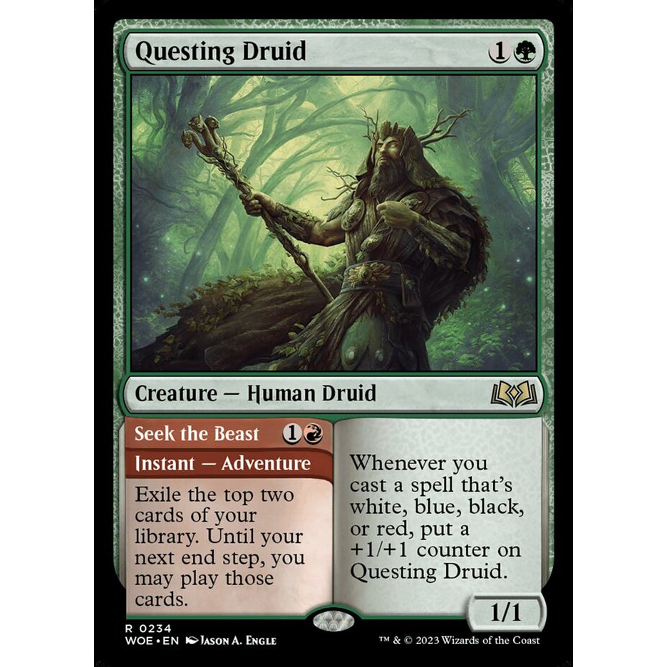 Questing Druid // Seek the Beast - rare - foil - WOE - 234 - (Rare,Mythic) - Magic The Gathering