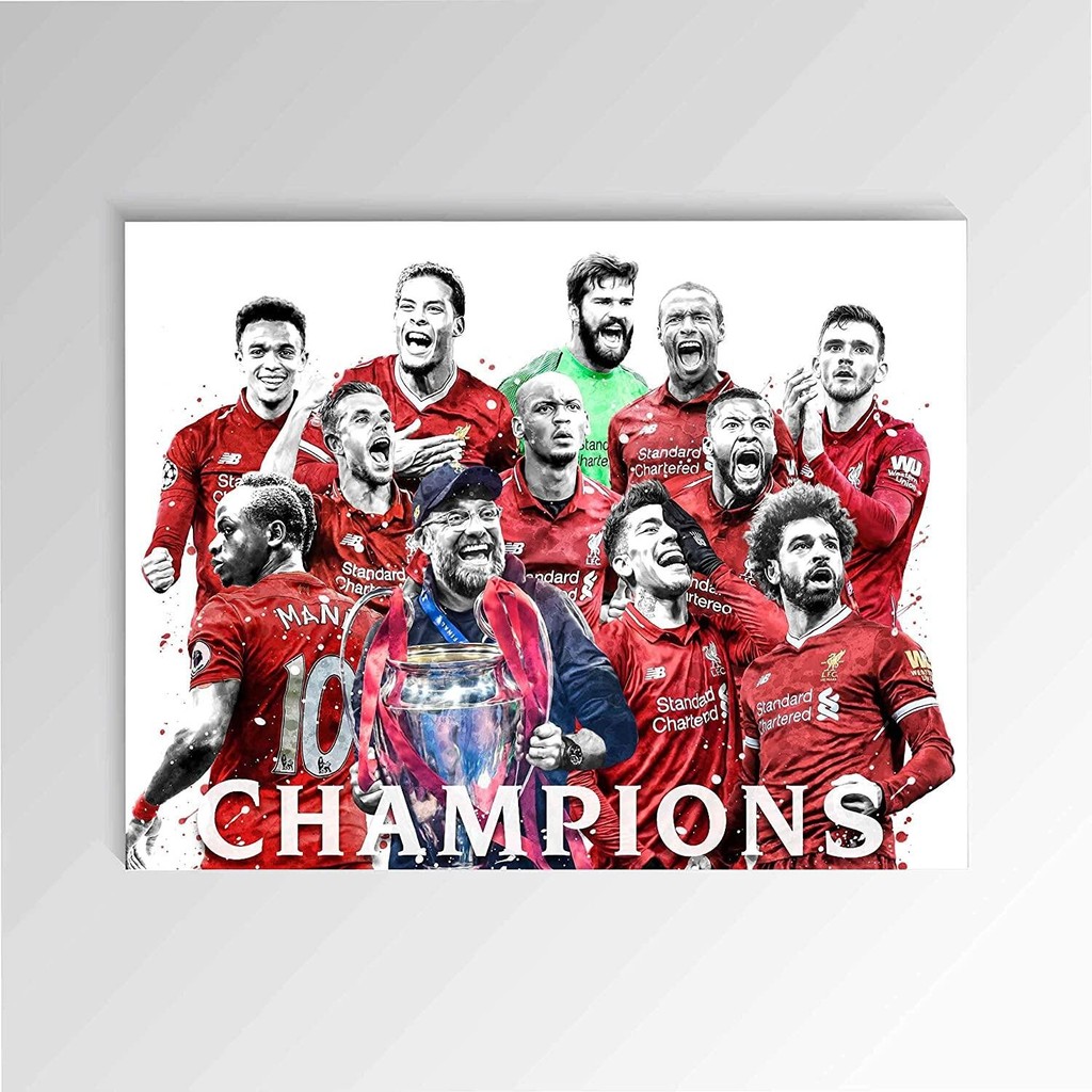 Poster Liverpool màu nước, Người chiến thắng cuối cùng của FC Liverpool, Salah, Sadio Mane, Firmino,