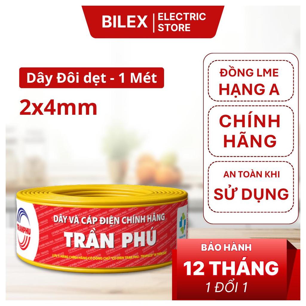 Dây điện đôi dẹt mềm 2x4.0 Trần Phú Trafuco lõi đồng cách điện PVC dây điện dân dụng