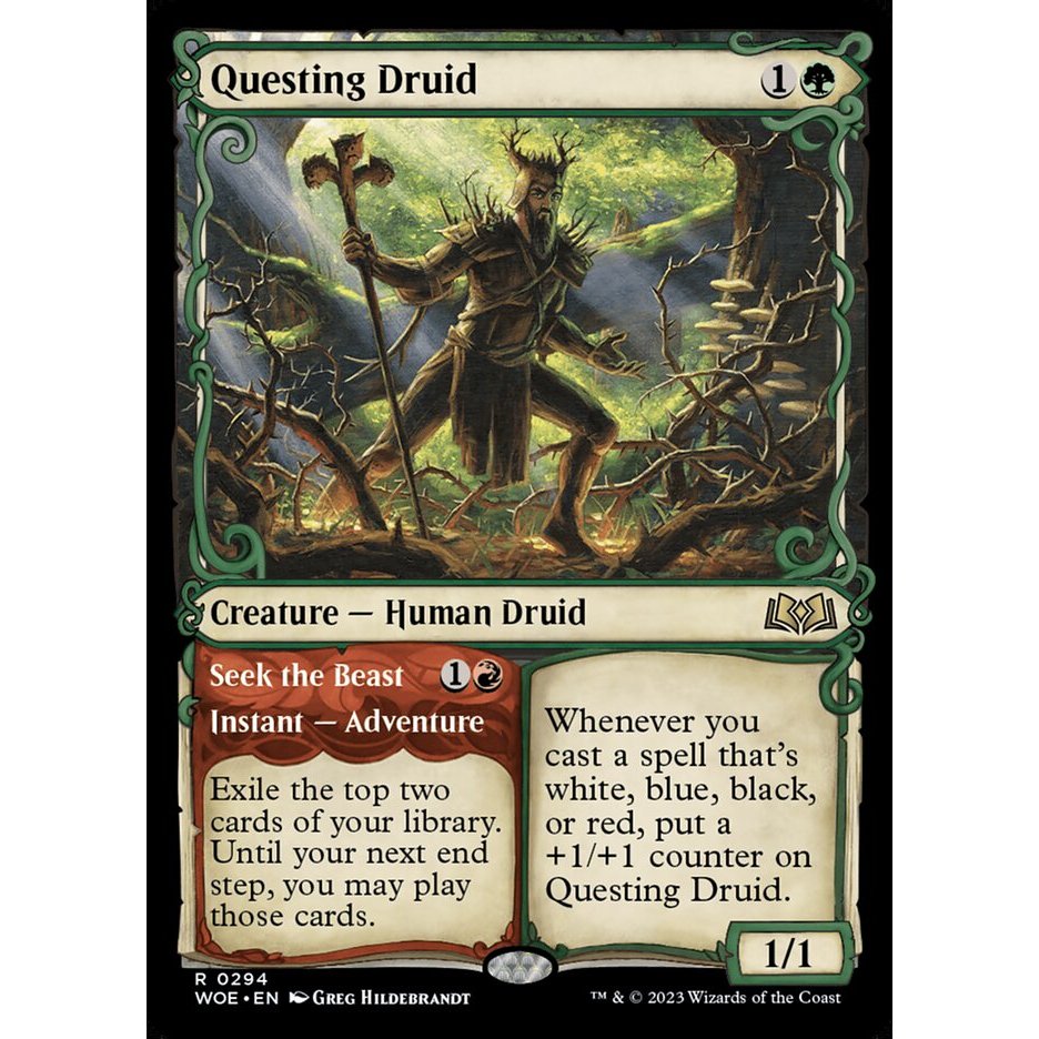 Questing Druid // Seek the Beast - rare - normal - WOE - 294 - (Rare,Mythic) - Magic The Gathering