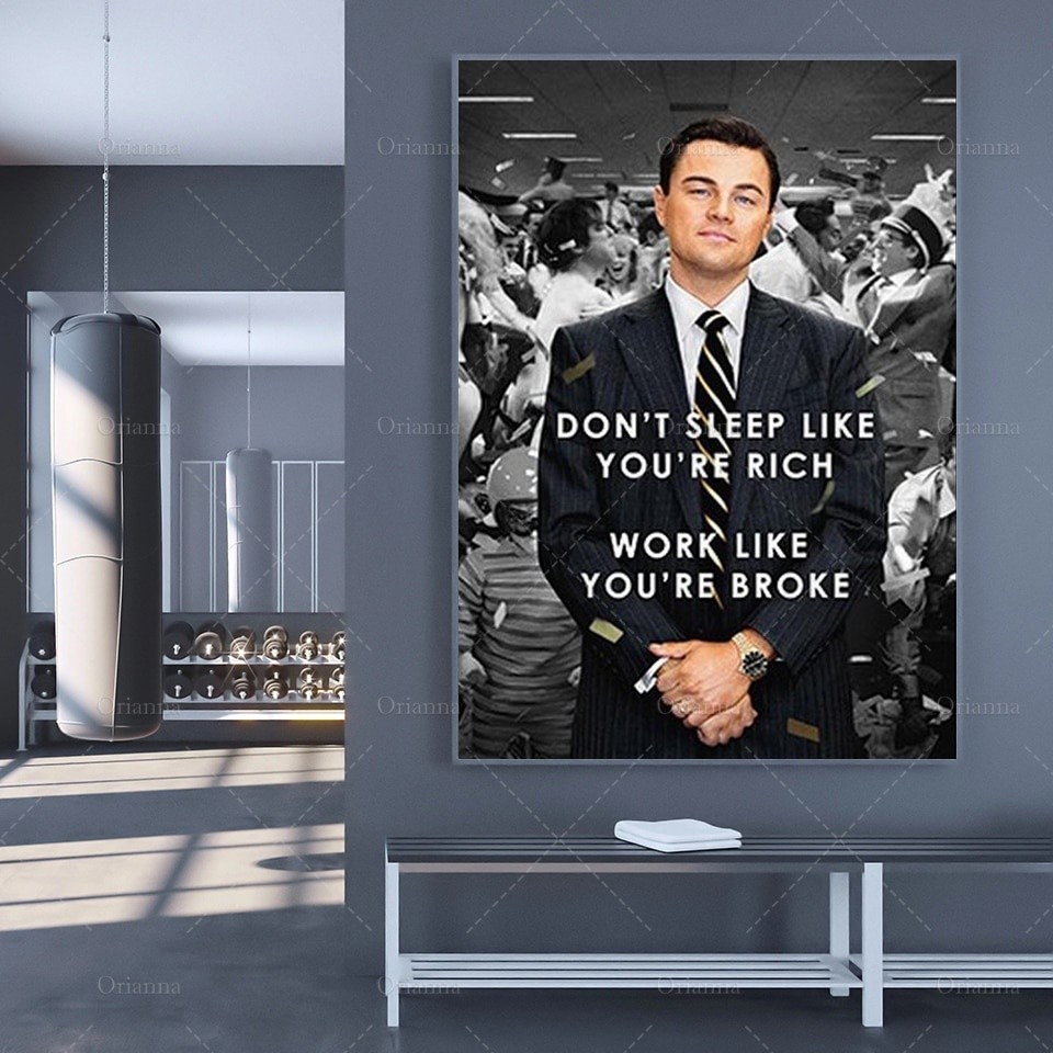 Sói Phố Wall Leonardo Dicaprio Động Lực Trích Dẫn Áp Phích Nghệ Thuật Treo Tường Tranh Canvas In Anc