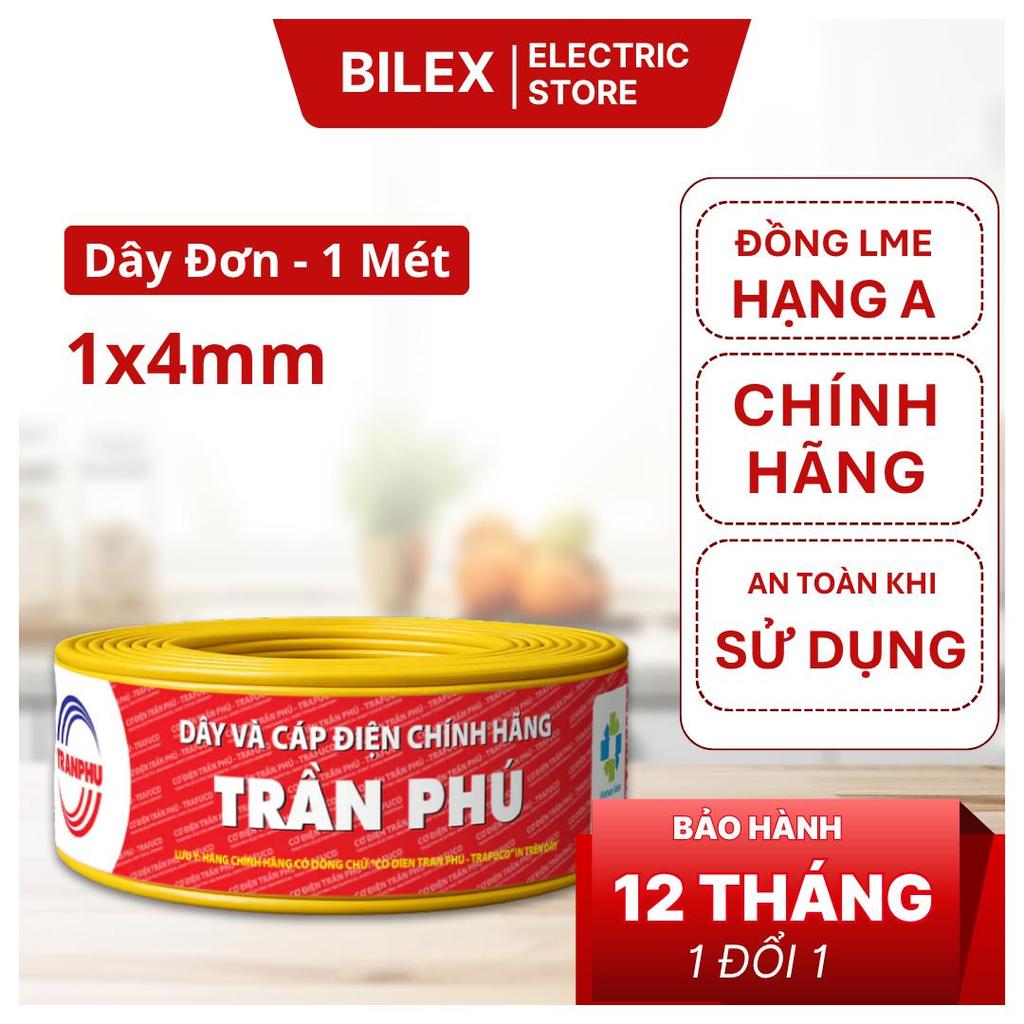 Dây điện đơn 1x4 Trần Phú Trafuco lõi đồng cách điện PVC dây điện dân dụng (giá 1m)
