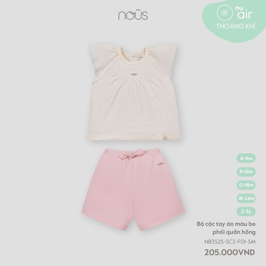 Bộ cộc tay áo màu be phối quần hồng Bíp Bíp House