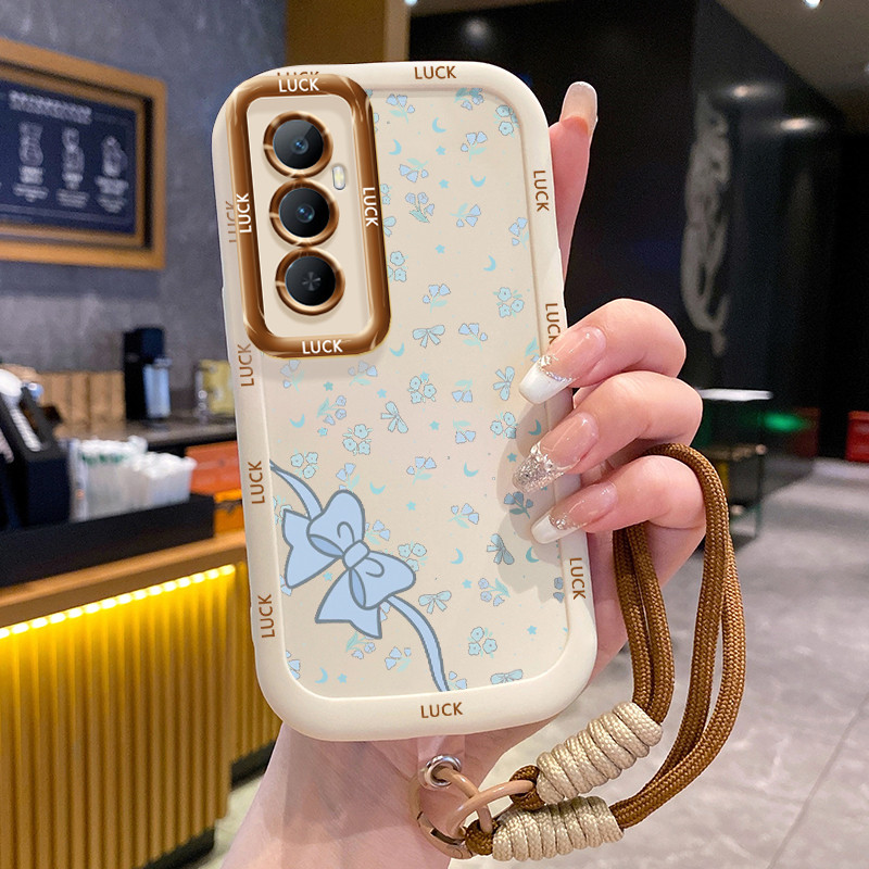 Ốp Lưng Realme C65 Case Hồng Bowknot Với Lanyard