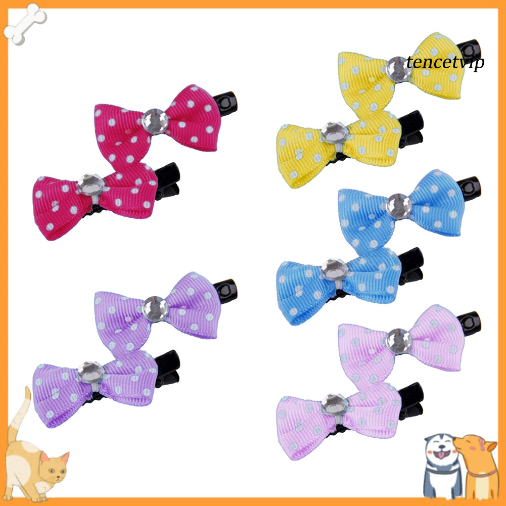 [VIP] 10 Cái / gói Mini Dễ Thương Nơ Thú Cưng Chó Mèo Kẹp Tóc Charm Ruy Băng Nơ Kẹp Tóc