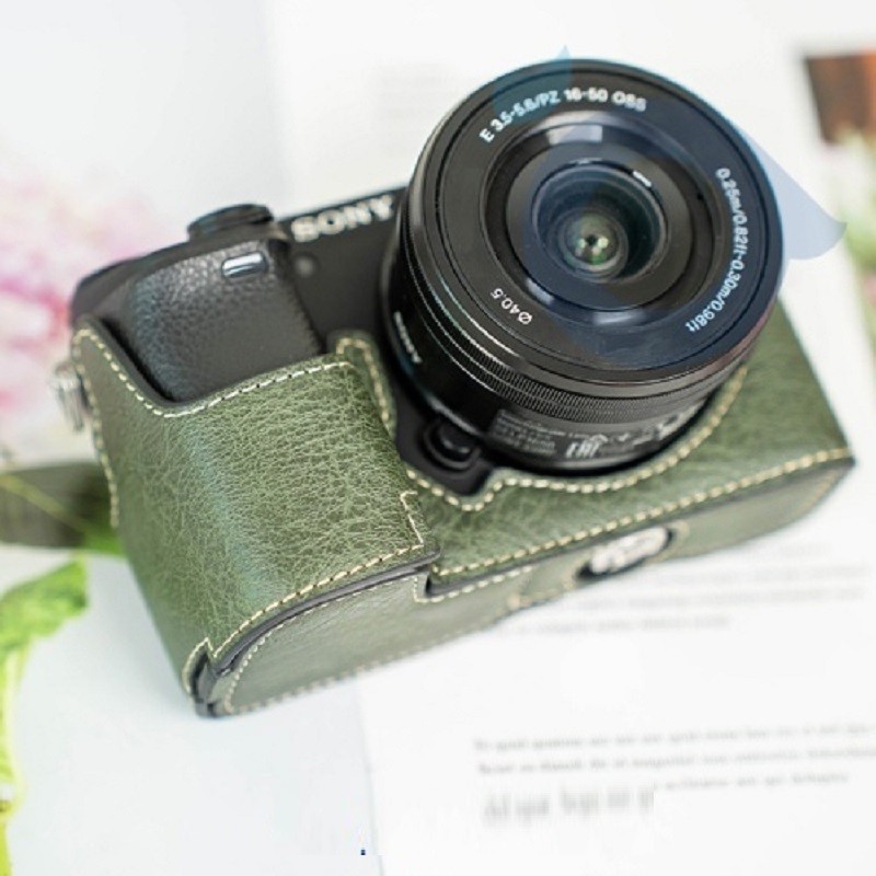 Halfcase - ốp lưng da pu cho máy ảnh Sony A6000/ A6300