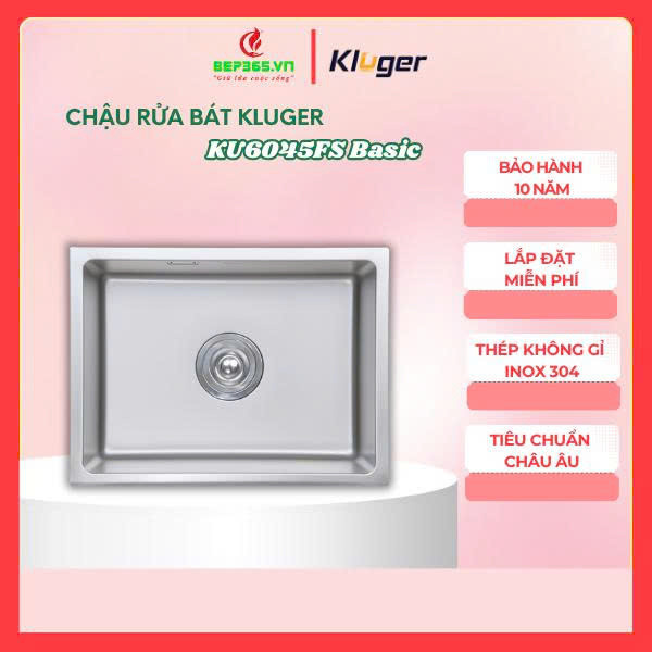 Chậu Rửa Bát Kluger KU6045FS Basic CUBE Series – Inox 304 Dày 1.2mm – Công nghệ ép khuôn liền khối