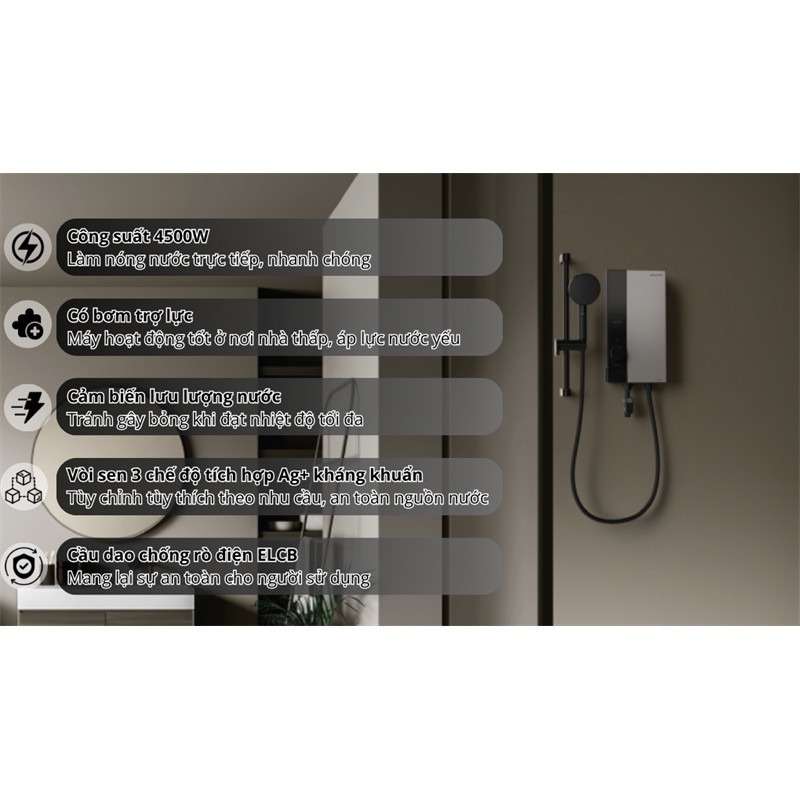 Máy nước nóng trực tiếp Panasonic 4500W DH-4UP1VS 4500W có bơm - MALAYSIA (LIKE NEW CHÍNH HÃNG)