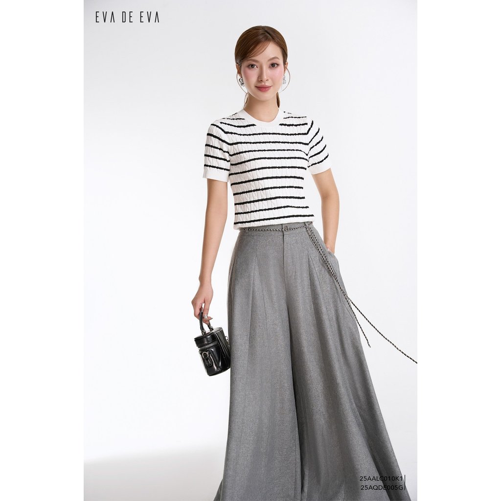 Áo len nữ tay ngắn cổ tròn thiết kế Eva de Eva 25AALC010K1