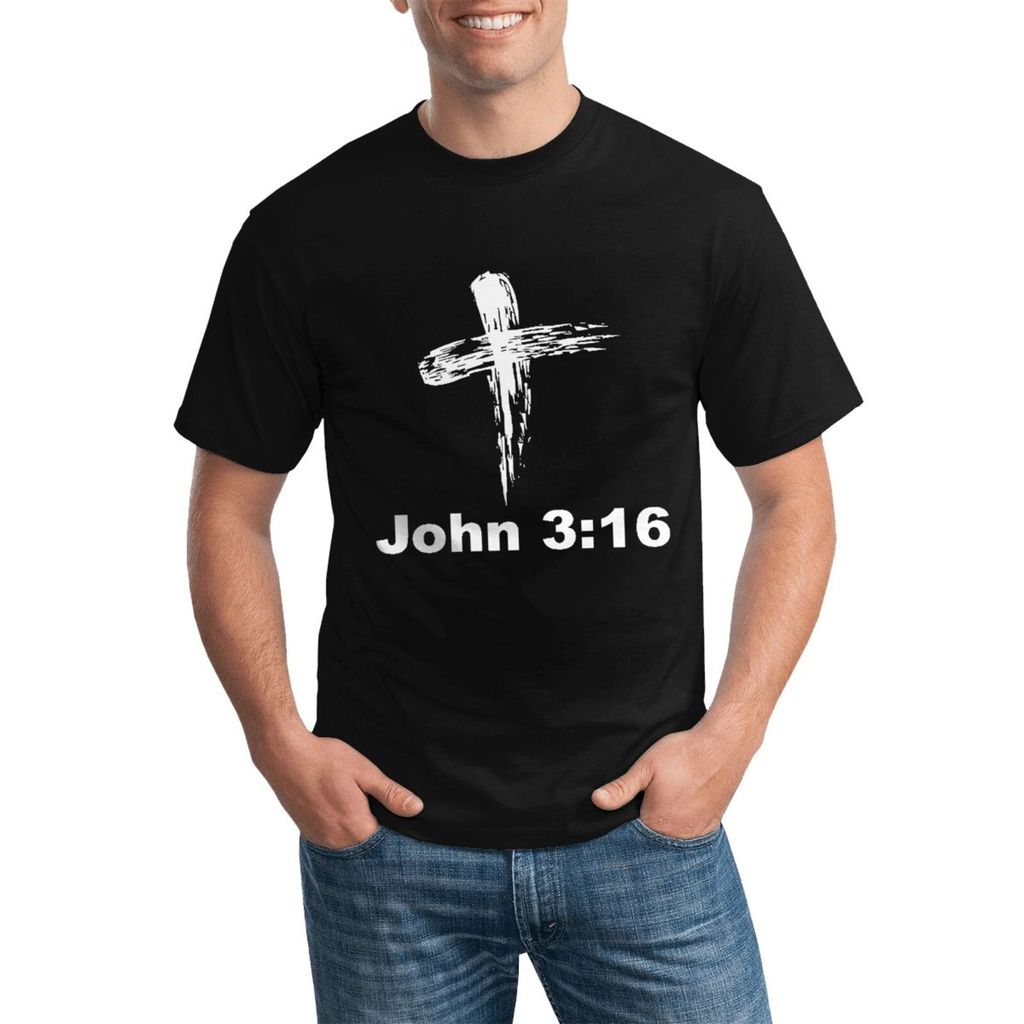 John 3-16 Câu Kinh Thánh Chúa Thánh Giá Thoáng Khí Plus Kích Thước Cổ Tròn Áo 100% Cotton Thời Trang