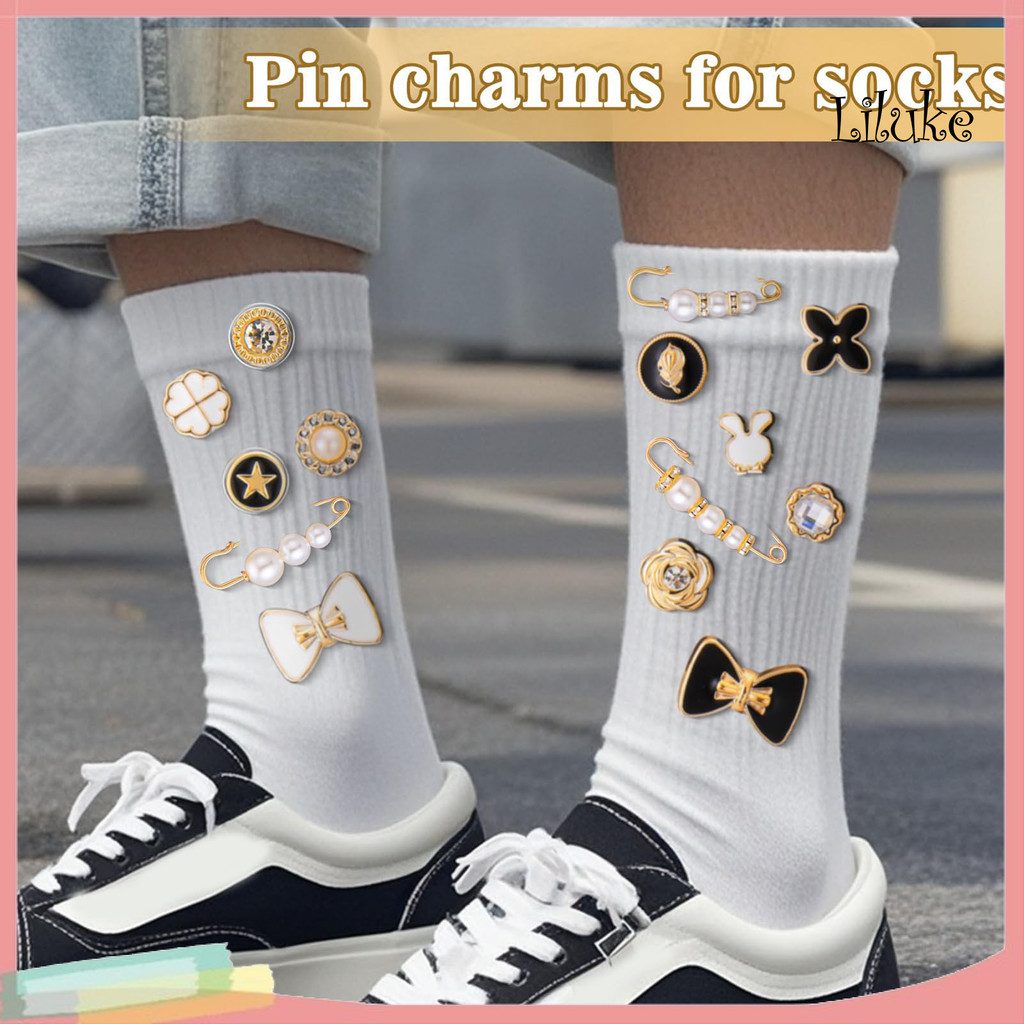 [LK] 51 Chiếc Trâm Cài Giày Chân Ngọc Trai Giả Động Vật Hoa Nơ Hình Sneaker Quyến Rũ Nút Tất Trang T