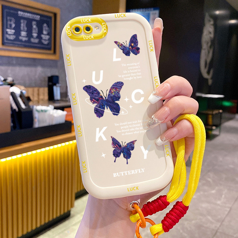 Ốp Lưng Realme C2 C2s OPPO A1K Case Bướm Nhỏ Với Lanyard