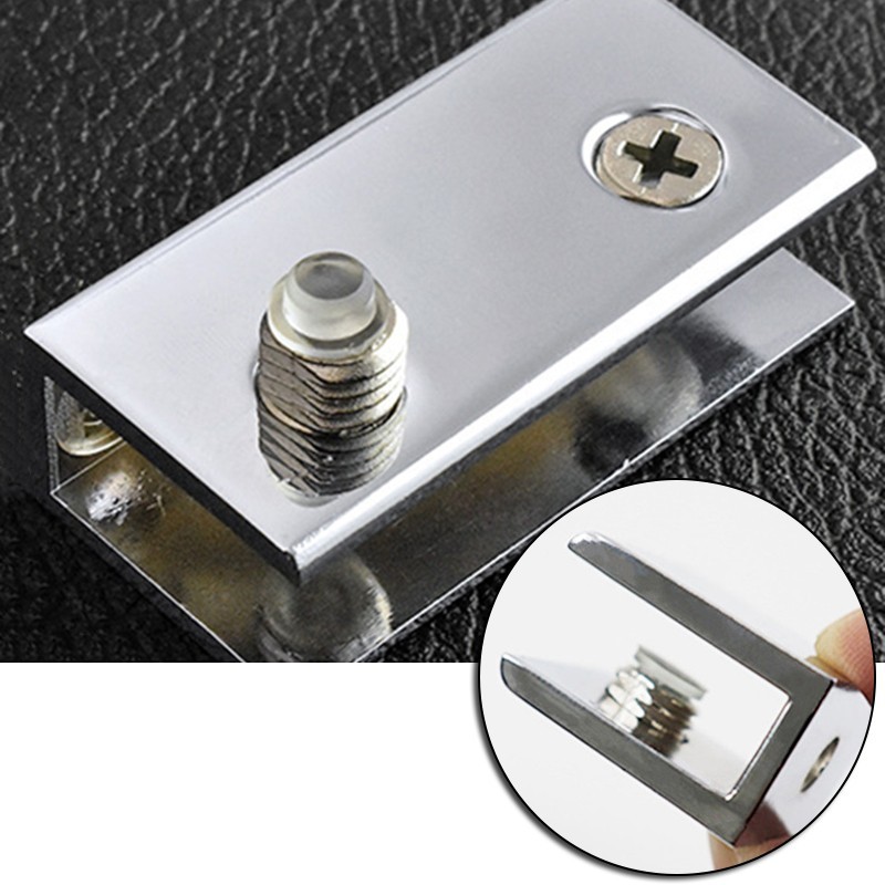 [Stok Ada] 2 Kẹp Kính Tắm Hợp Kim Kẽm Kẹp Giá Đỡ Hỗ Trợ Đầu Nối Chân Đế