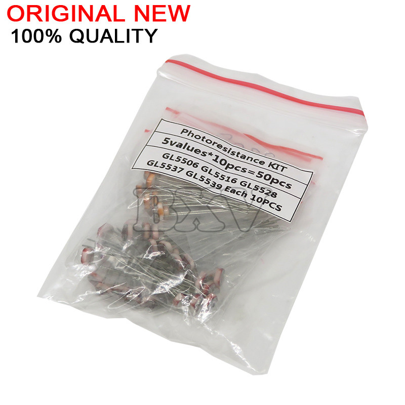 CR-50 CÁI (5Value * 10 CÁI) LDR Photoresistor tự làm cho GL5506 GL5516 GL5528 GL5537 GL5539