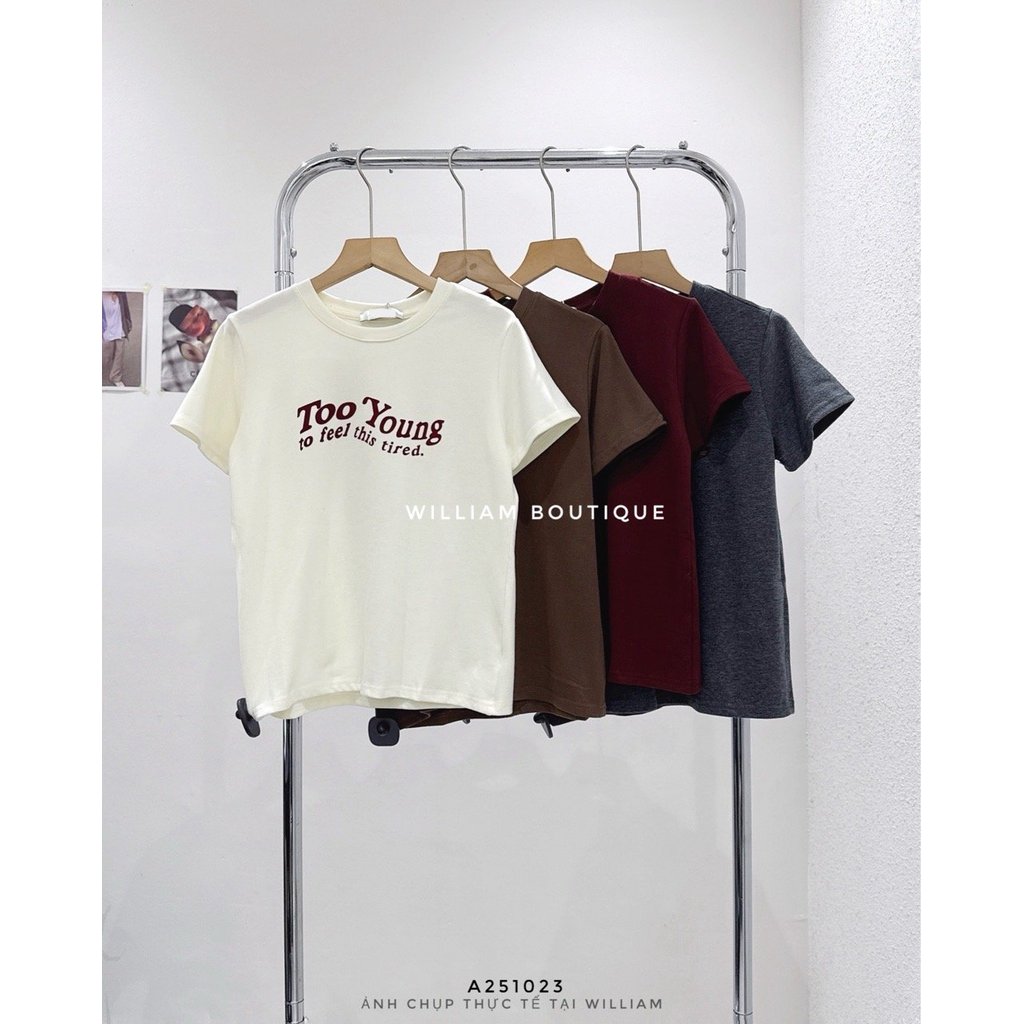 𝐖𝐢𝐥𝐥𝐢𝐚𝐦 𝐁𝐨𝐮𝐭𝐢𝐪𝐮𝐞 - Áo thun chữ nhung TOO YOUNG 7031 📍210
