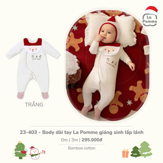 LP - Body dài tay La Pomme giáng sinh lấp lánh - Trắng - SS25.XMAS