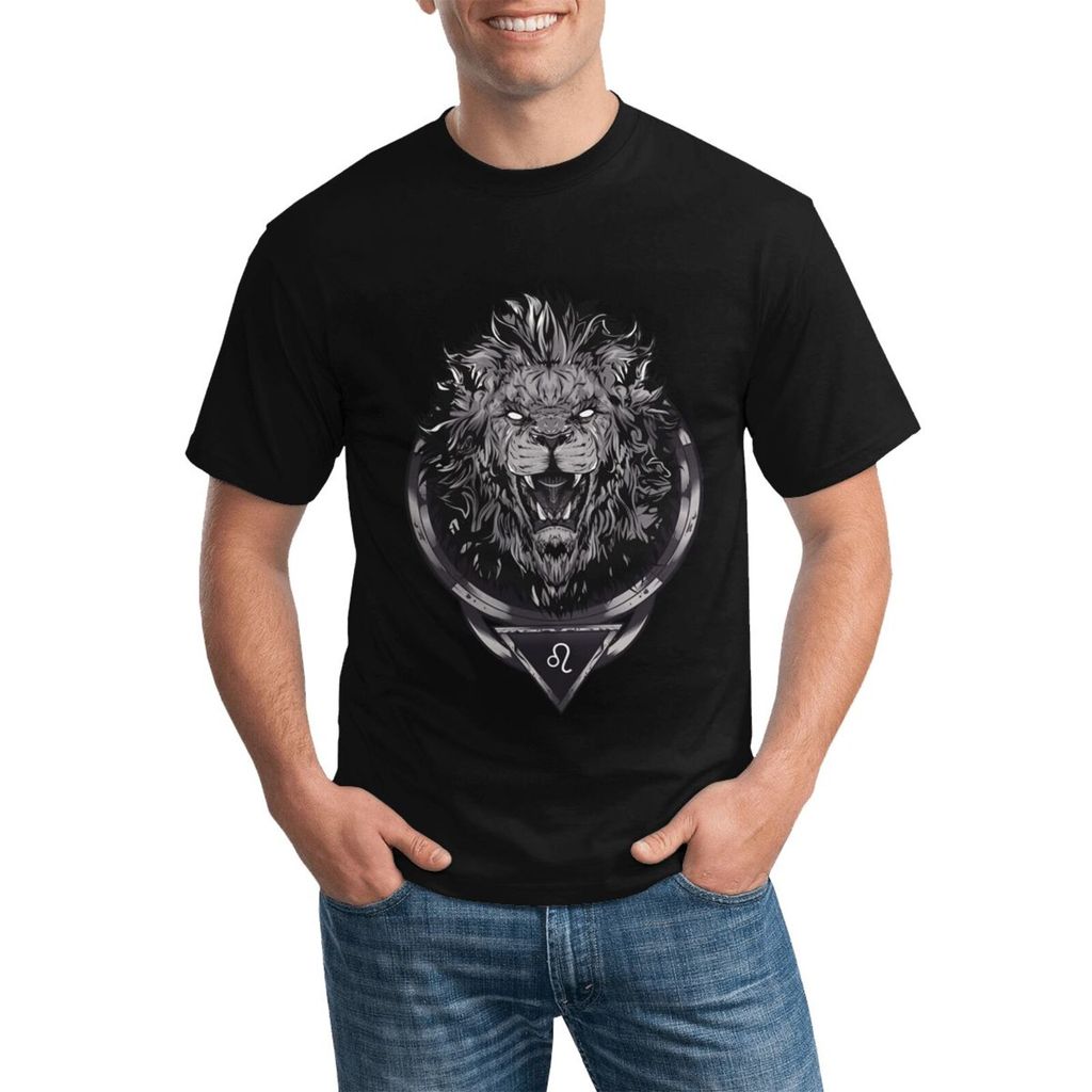 Áo sơ mi cổ tròn tùy chỉnh thời trang Crazy Lion Print All Cotton thoáng khí