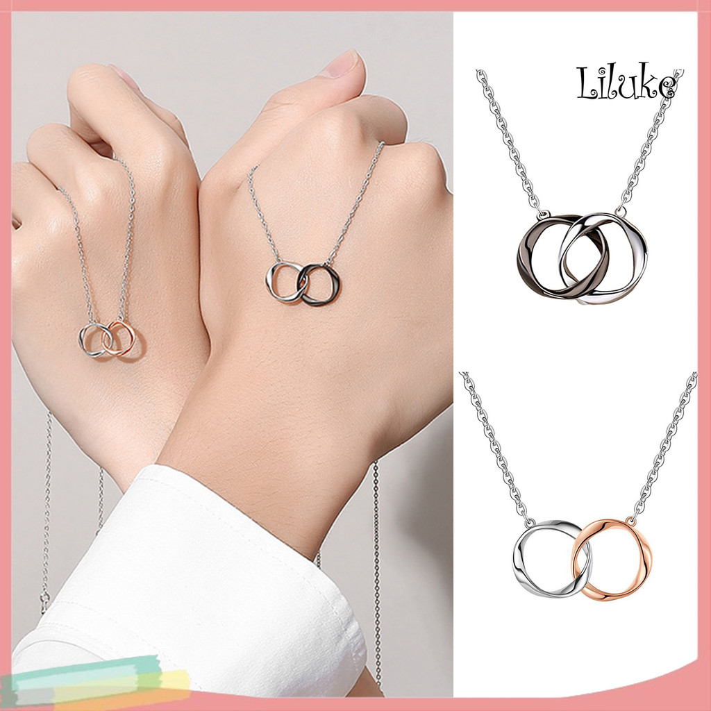 [LK] Nhẫn đan xen Vòng cổ cặp đôi Dây Mobius Vòng cổ Vòng cổ nam nữ Vòng cổ mặt dây chuyền hình tròn