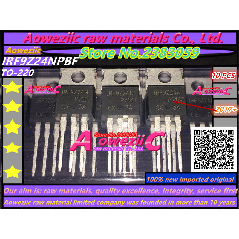 Aoweziic 2017 + 100% nhập khẩu mới IRF9Z24NPBF IRF9Z24N F9Z24N TO-220 P kênh 12A 55V thợ hàn FET thô