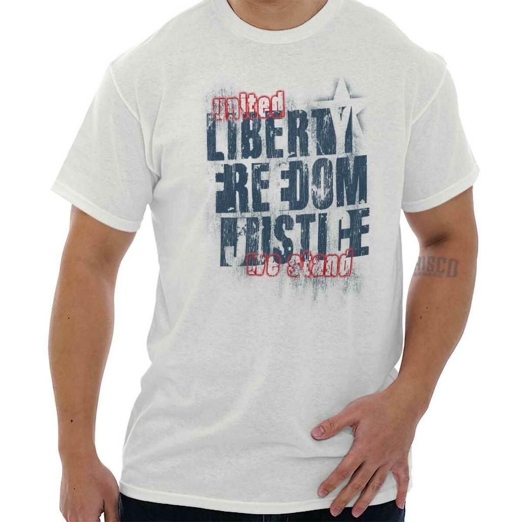 United We Stand Vintage Usa Áo thun nam cổ tròn yêu nước