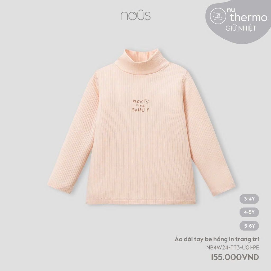 Áo dài tay be hồng in trang trí Bíp Bíp House