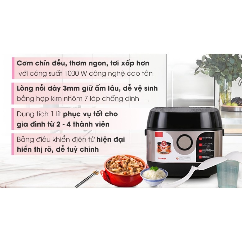 Nồi cơm cao tần Toshiba 1 lít RC-10IX1PV 1000W (LIKE NEW CHÍNH HÃNG)