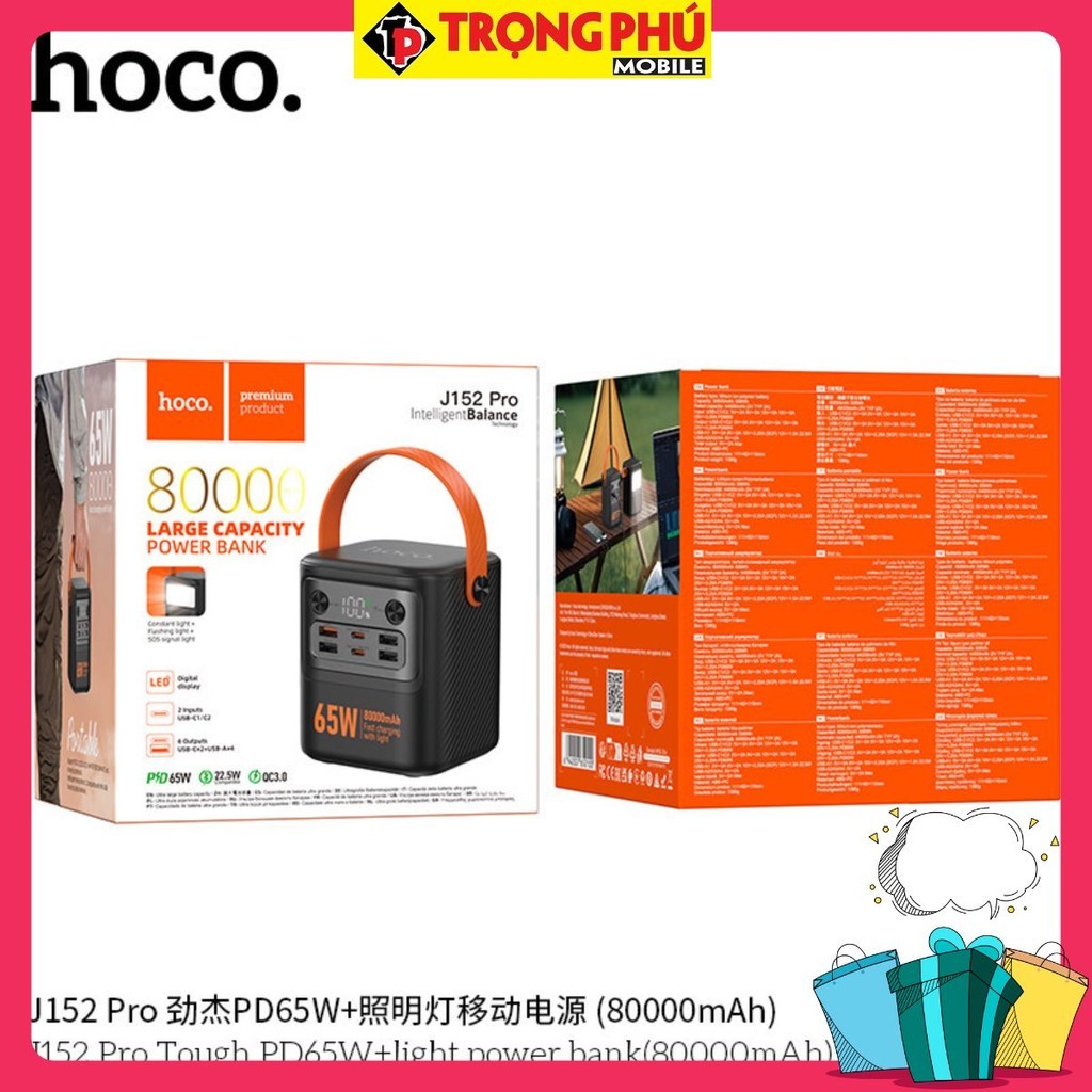 Pin sạc dự phòng Hoco J152 Pro Tough PD65W+pin 80.000mah - Chính bán siêu chạy