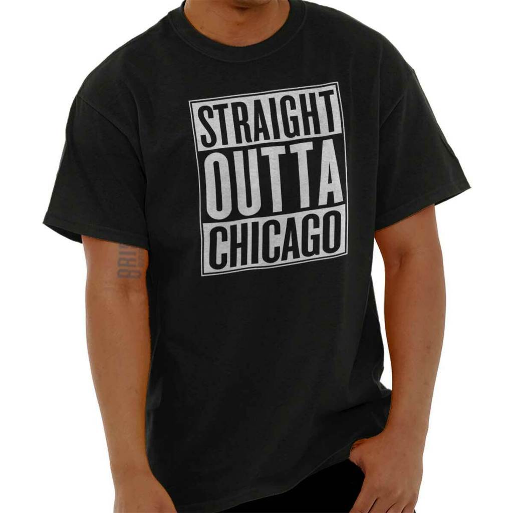 Áo thun nam cổ tròn Straight Outta Chicago Illinois Il Travel