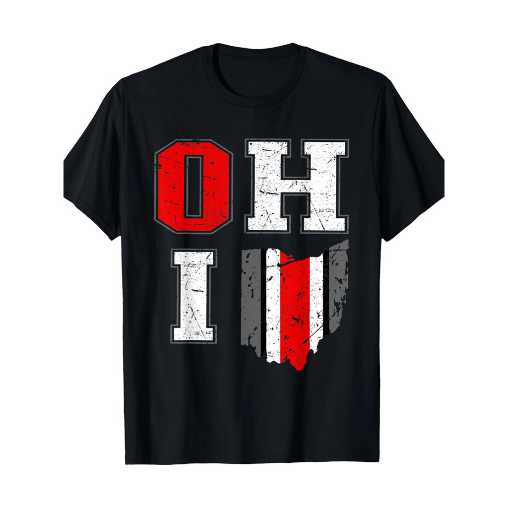Áo thun bản đồ Buckeye bang Ohio - Logo Buckeye cổ điển của bang Ohio, thường ngày ngắn-S