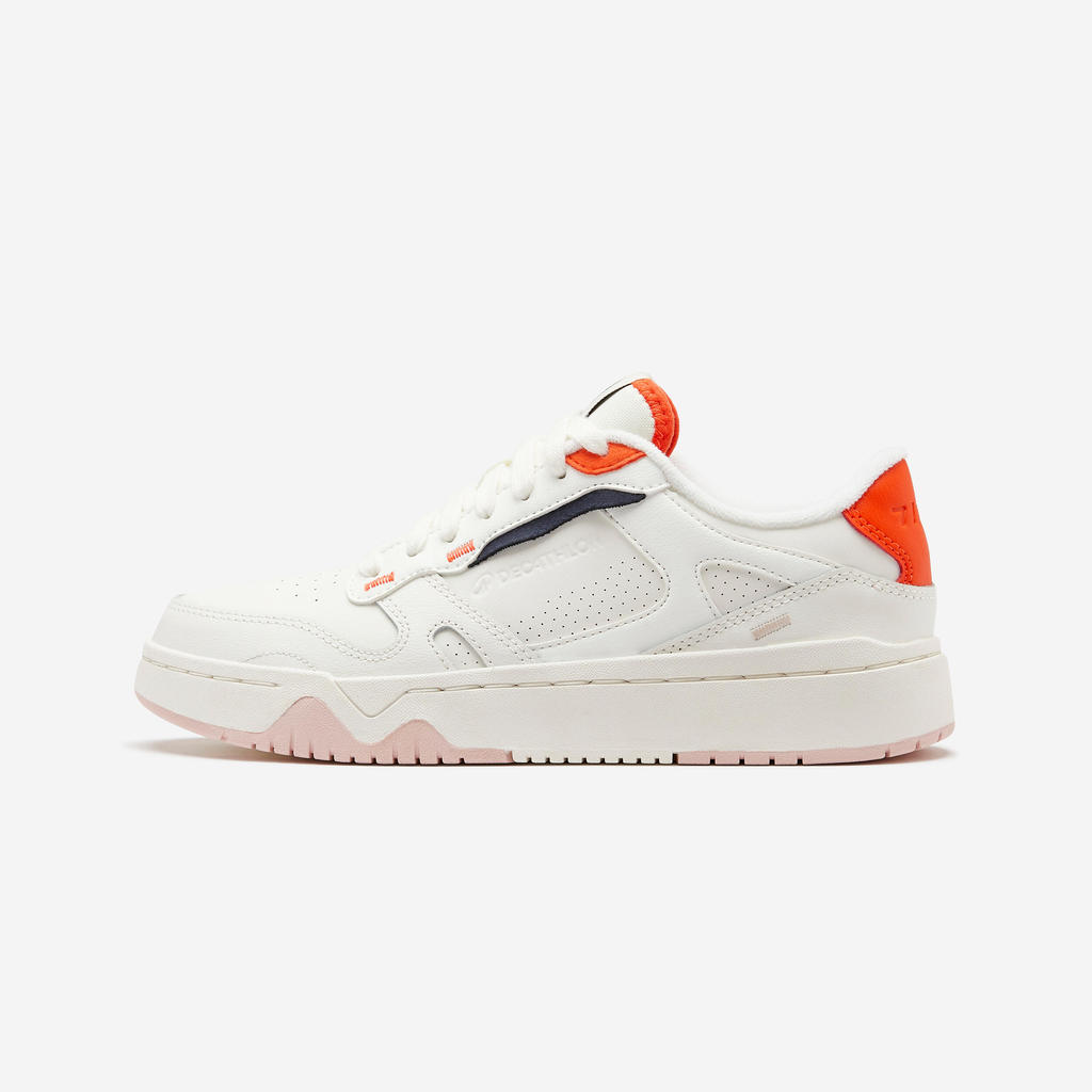 Giày đi bộ nữ chất liệu da DECATHLON CJ80 trắng/cam mã 8831896