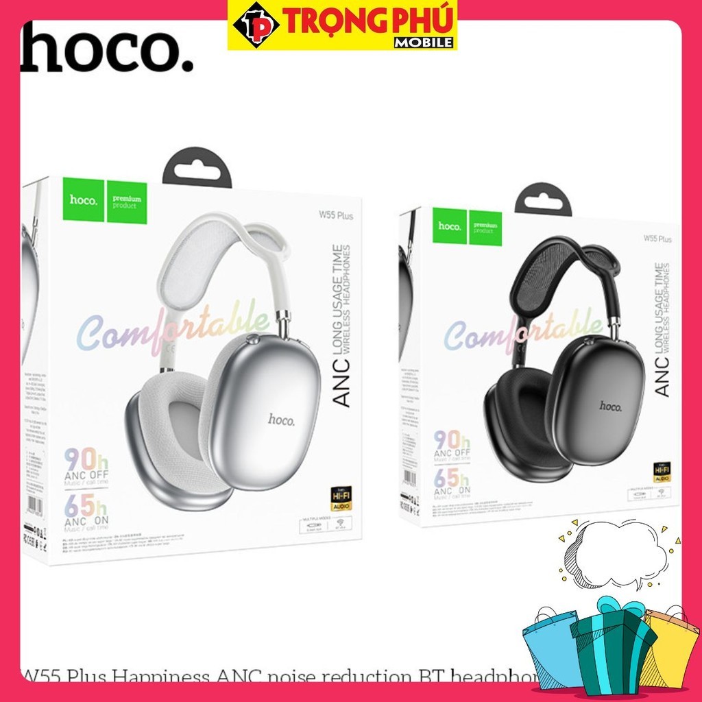 Tai nghe Chụp Bluetooth Hoco W55 Plus ANC (pin 90h) - Chính bán siêu chạy