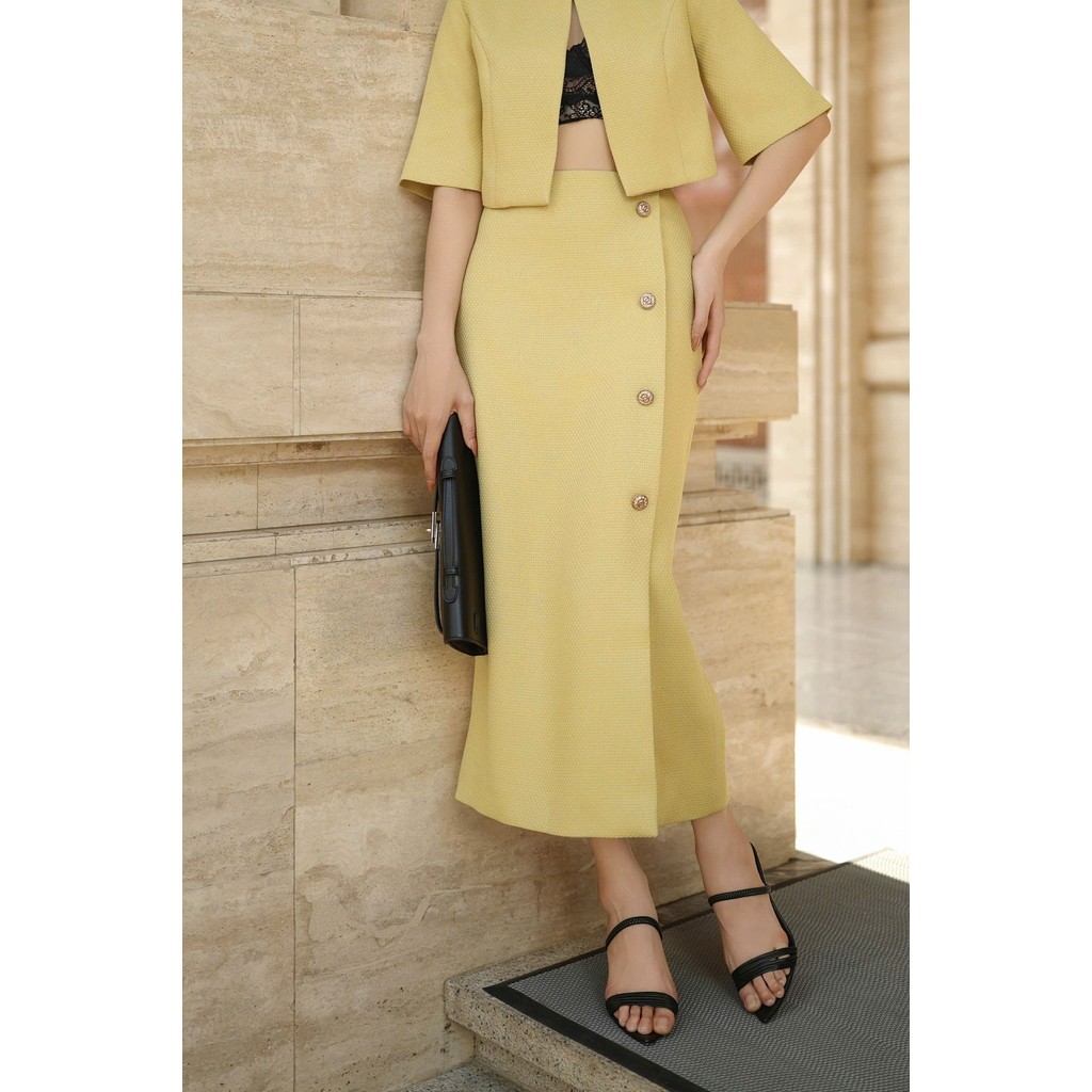 BUTTON PENCIL SKIRT - Chân váy bút chì dài - Chân váy công sở