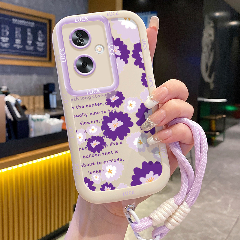 Ốp Lưng OPPO A79 5G A2 5G Case Hoa tím Với Lanyard