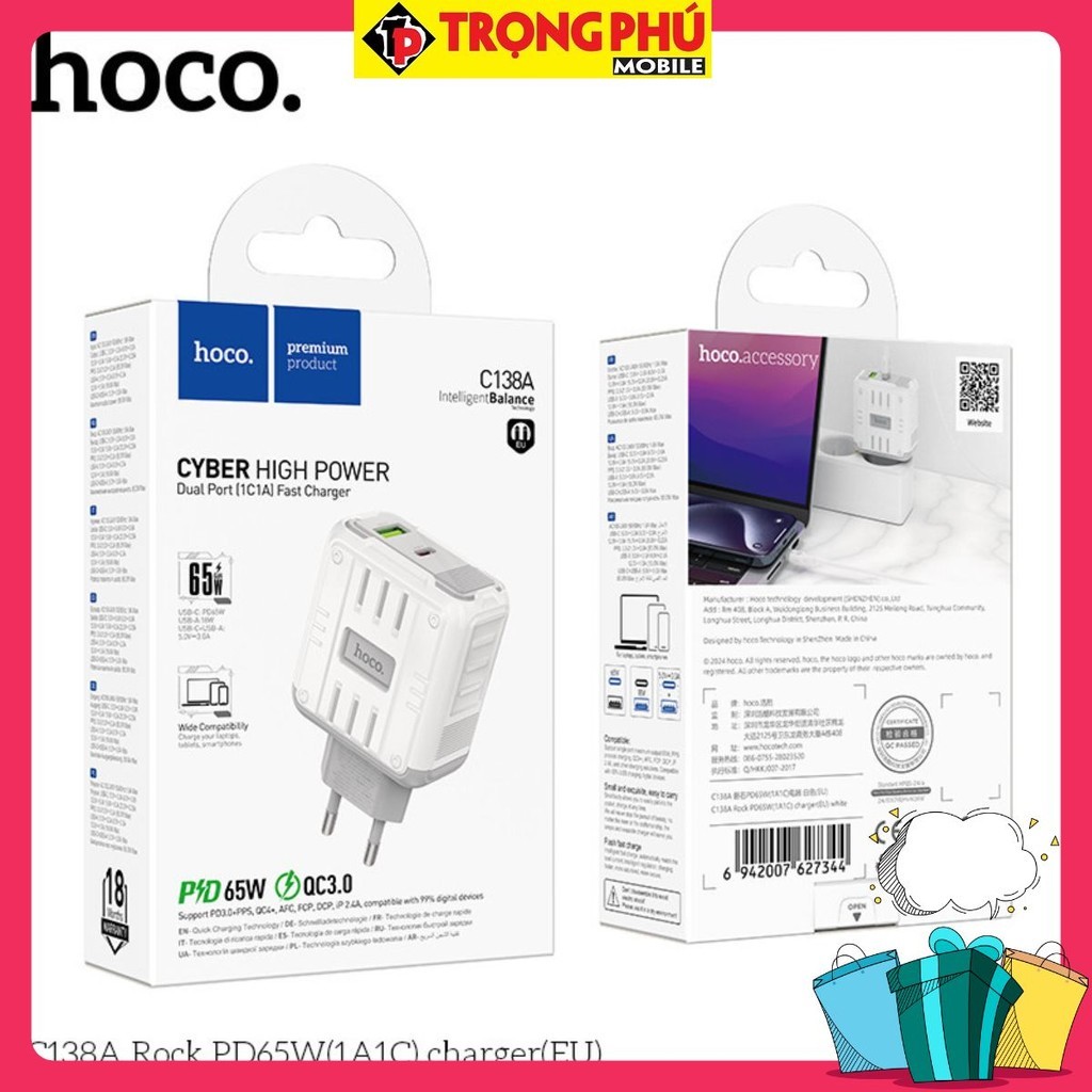 Cốc sạc Hoco C138A PD65w (1C1A) - Chính bán siêu chạy