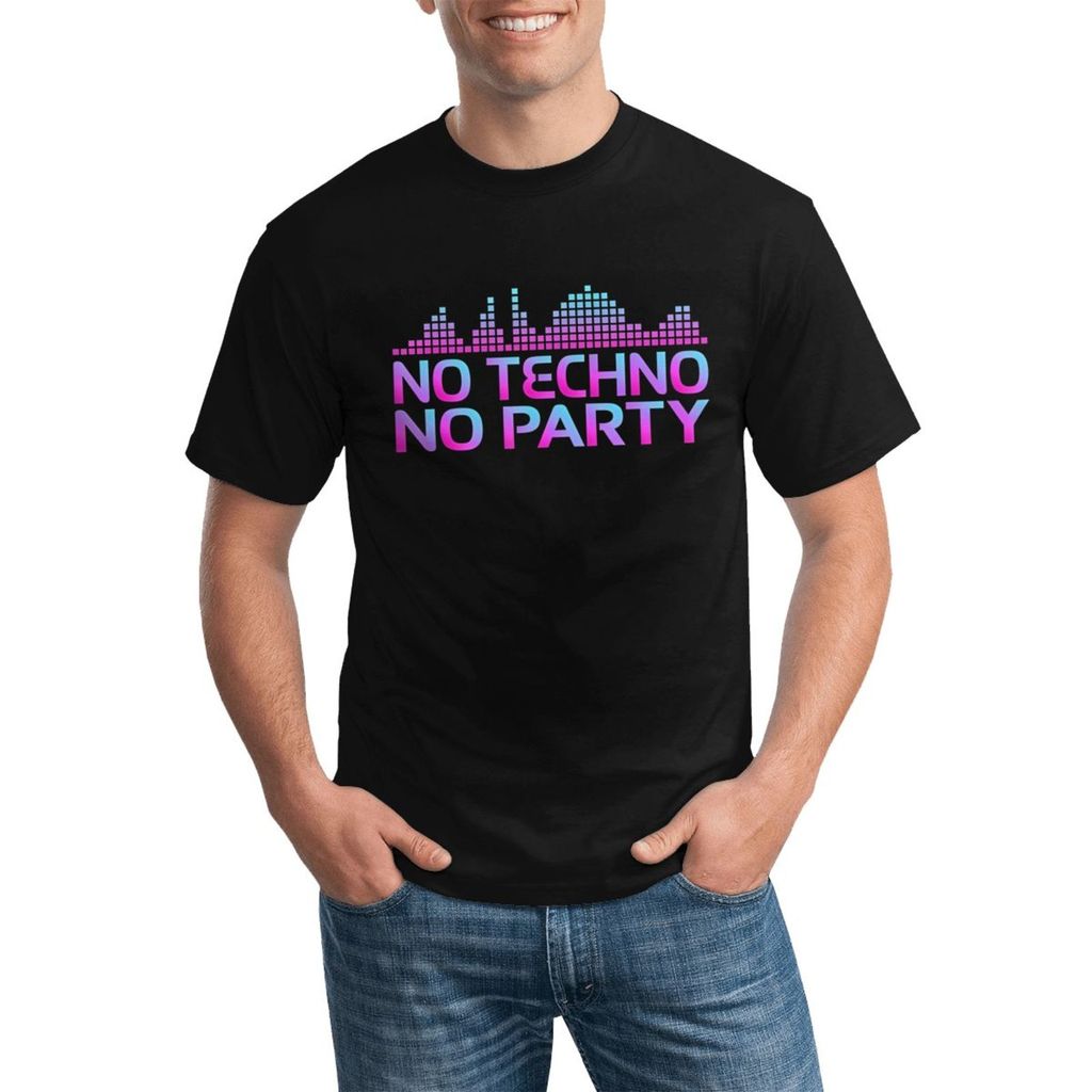 No Techno No Party Music Edm Techno Đa Năng Plus Size Cotton Áo Cho Mọi Mùa