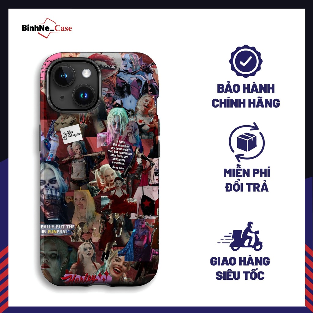 Ốp điện thoại iphone harley collage đẹp lạ mắt BÍNHNECASE hợp iphone 15 16 17 17 17prm