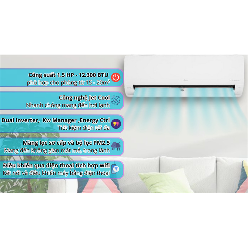 Máy lạnh LG Inverter 1.5 HP IEC12M1 2025 - Thái Lan (LIKE NEW) - Bảo Hành Chính Hãng