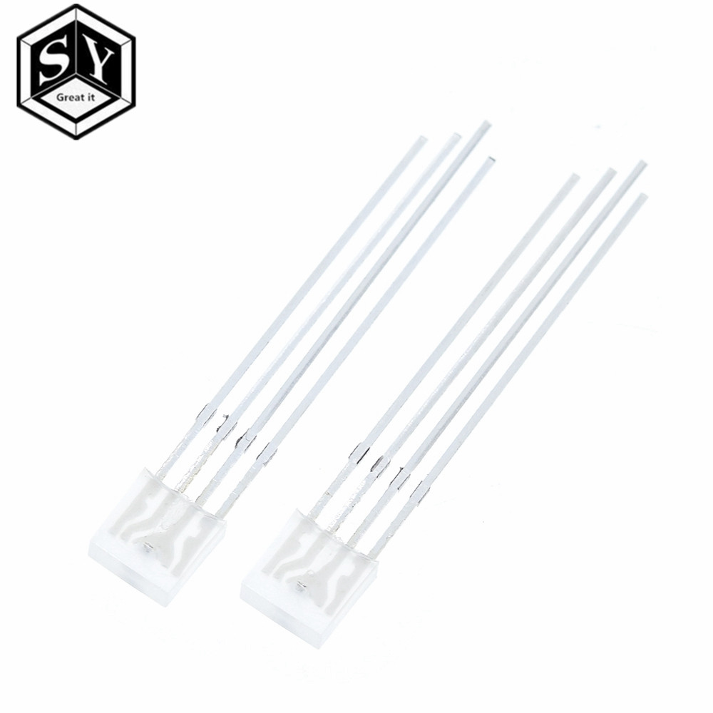 10 chiếc Đèn LED hình chữ nhật 255 Diod RGB LED khuếch tán Cathode / Anode Square 2 * 5 * 5mm Đỏ Xan