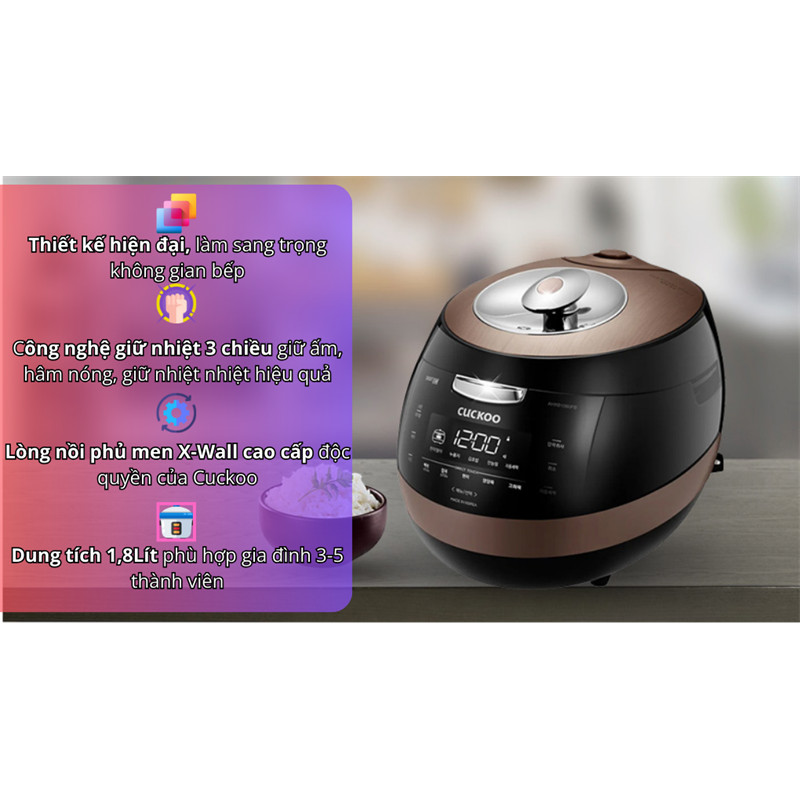 Nồi Cơm Điện Cao Tần Cuckoo CRP-AHXB1008F 1.8 lít - Hàn Quốc(SP Khanh - LIKE NEW - Hãng Bảo Hành)