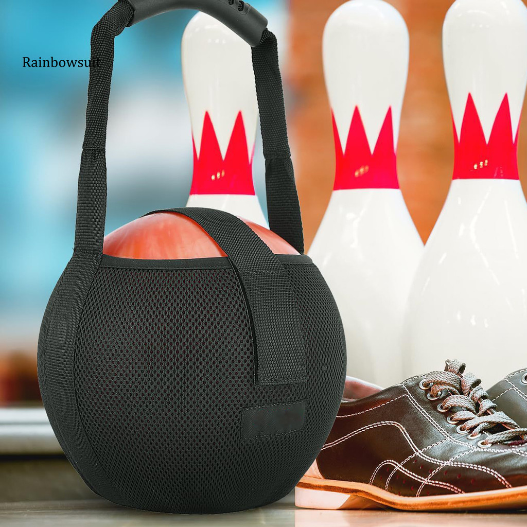 RA- Túi lưới Bowling Túi bóng bowling đơn có tay cầm gia cố Túi đựng bóng bowling màu đen để tập Gym