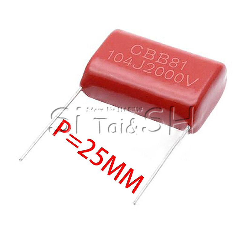 10 Chiếc 104J2000V 0.1uF 2000V 2KV CBB 104 100NF 104J 2000V CBB Phim Polypropylen Tụ Điện Sân 25mm