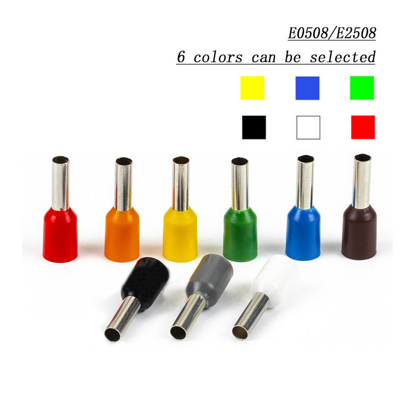 100 Chiếc E0508 E2508 Dây Hình Ống Đầu Nối Áp Lực Lạnh Thiết Bị Đầu Cuối Điện Cáp Uốn Dây Ferrules 2