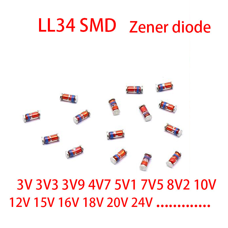 100 CÁI 1 / 2W 0.5w Zener diode ZMM 3V3 3V9 4V7 5V1 7V5 8V2 10V 12V 15V 16V 18V 20V 24V LL34 Gói điố